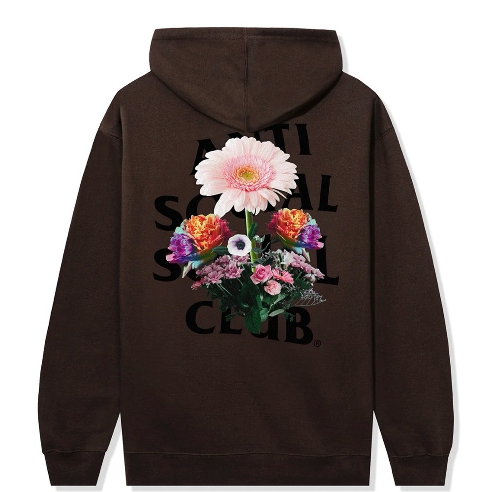 Anti Social Social Club Hoodie Brown Floral Size Large NWT